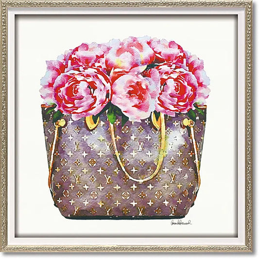 大人きれいなアート額絵/ ピンクピオニーバック (スクエアS) セレブリティインテリア