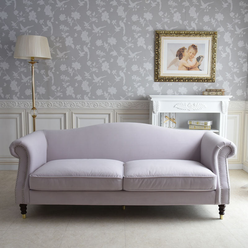 3人掛けソファ W190cm ベルベッド (ライトパープル) / ホテルライクなソファ【送料無料】