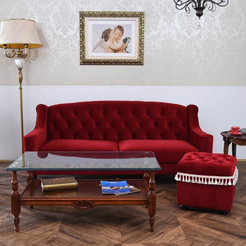 ベルベッド スツール赤 / タッセルが映えるクラシックでホテルライクなインテリアに【送料無料】