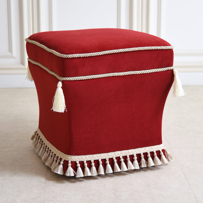 オットマン・スツール （ベルベッド レッド ホテルライク）／すっきり