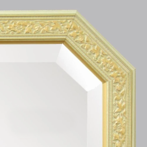 壁掛け ミラー / 八角形の小さめウォールミラー/ アイボリー×ゴールド(イタリア製)