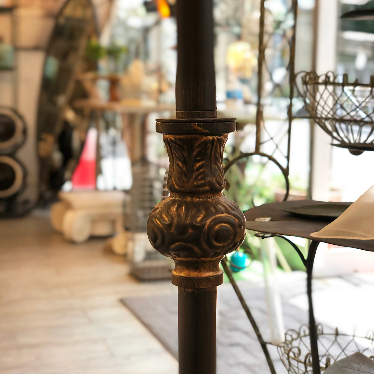 フロアランプ型シャンデリア5灯(アンティーク色)/ 置き式照明(LED対応)