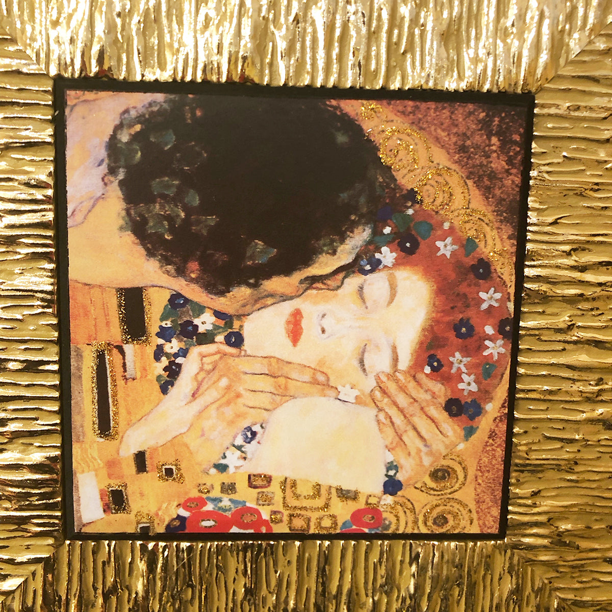 クリムト ザ・キス／ゴールドフレームのミニサイズのアート額絵