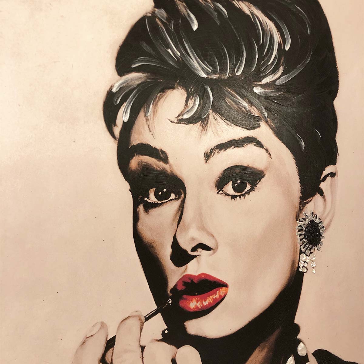 アート額 オードリー・ヘップバーン/シルバー額 イタリア製のモダンな額絵