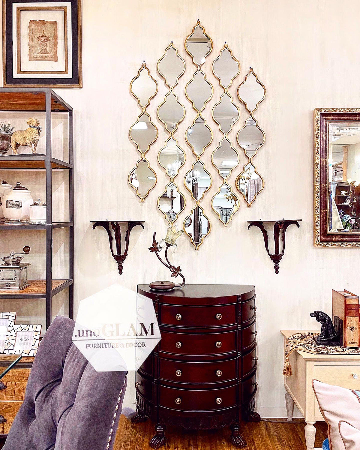 デザインウォールミラー モロッカン柄(Sサイズ)/ ボヘミアングラムスタイルのウォールオブジェ