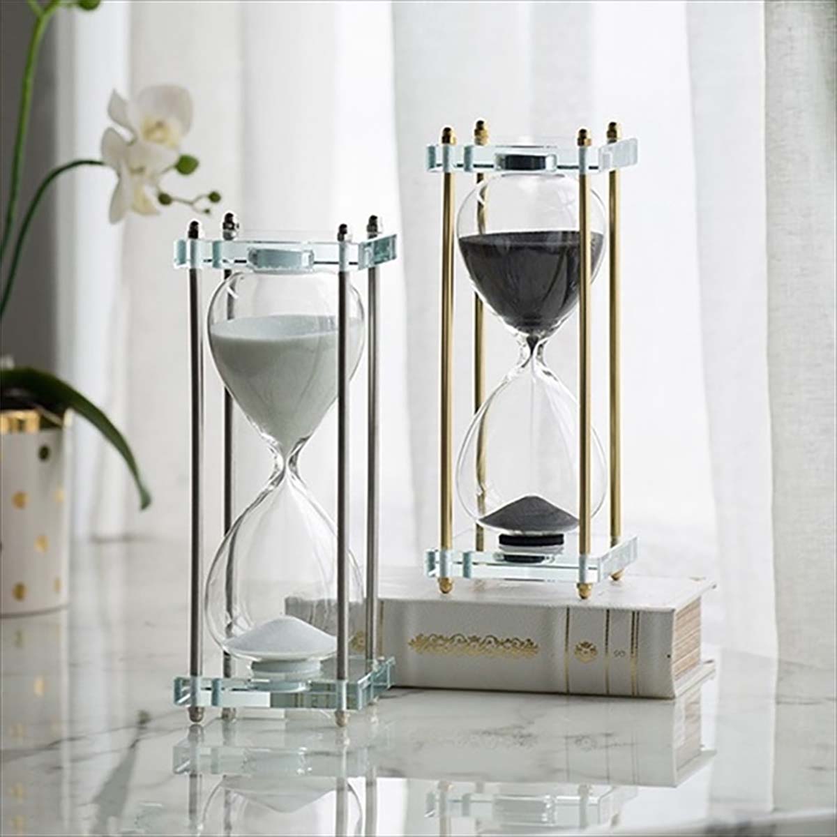 おしゃれな砂時計BK・L(クリスタル)/魅せるインテリアになるオブジェとしてもおすすめ