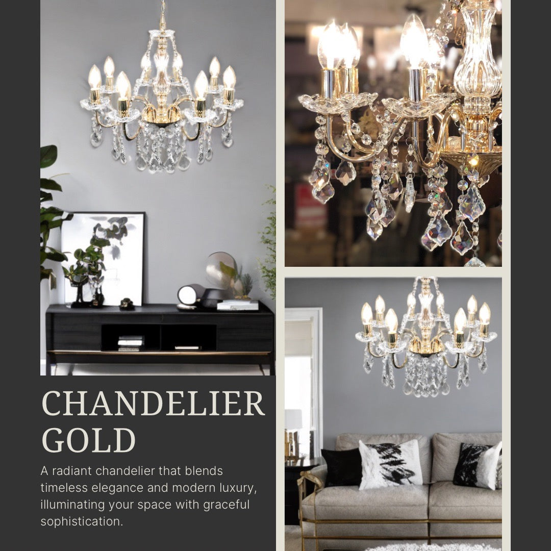ゴールドのおしゃれな8灯シャンデリア特集/サロンや飲食店にも