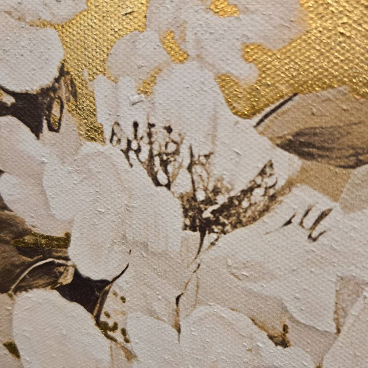 花と鳥のゴールドアートパネル 98×98cm｜インテリアアート