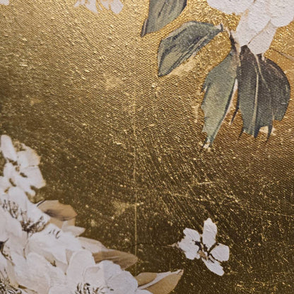 花と鳥のゴールドアートパネル 98×98cm｜インテリアアート