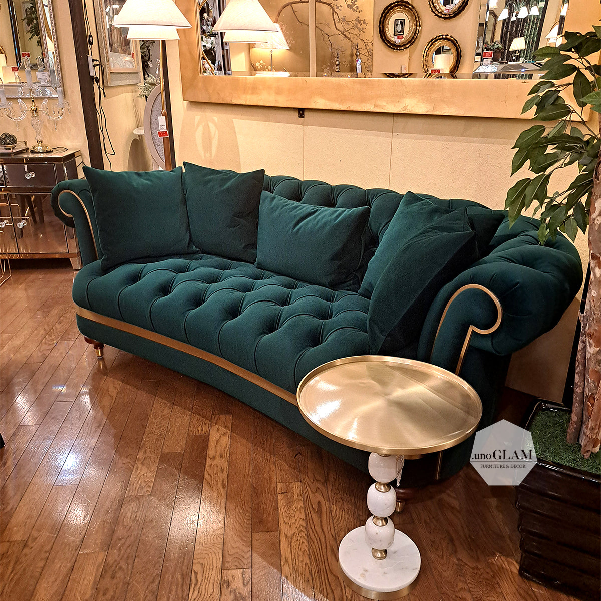 高級ソファー グリーン ベルベット