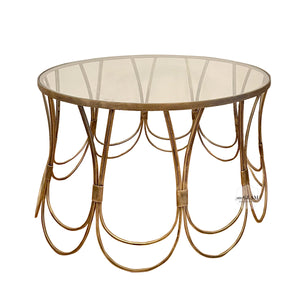 センターテーブル /ゴールドフレームのガラス コーヒーテーブル