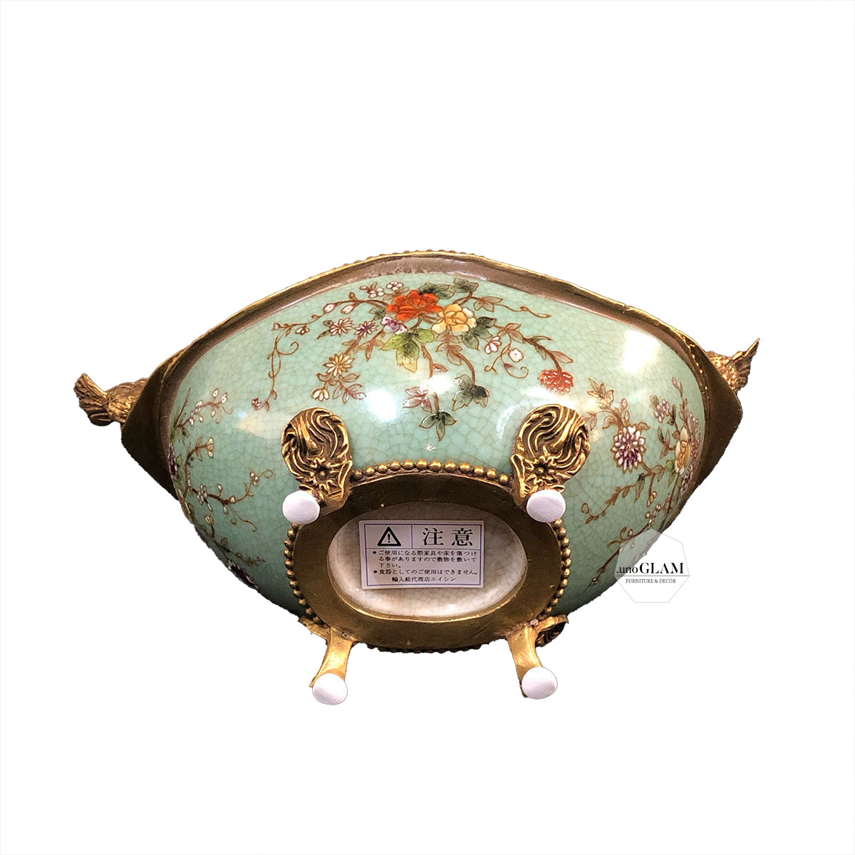 置物インテリア/ 磁器コンポート（グリーン） シノワズリー
