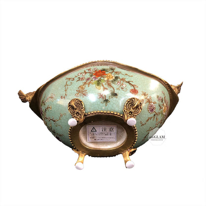 置物インテリア/ 磁器コンポート（グリーン） シノワズリー