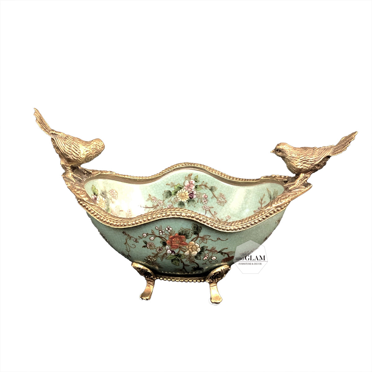 置物インテリア/ 磁器コンポート（グリーン） シノワズリー