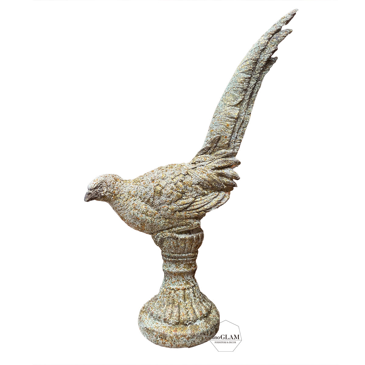 アンティークゴールドの鳥のオブジェ