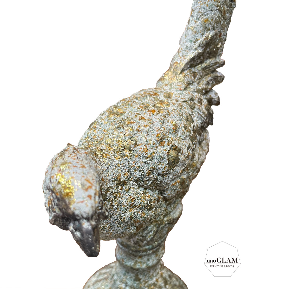 アンティークゴールドの鳥のオブジェ