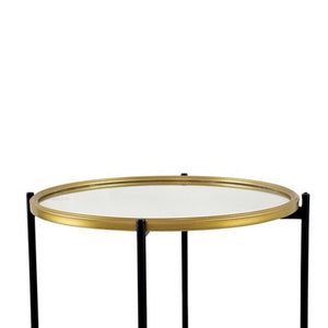 モダン サイドテーブルSサイズ（天板ミラー・取外し可）/ 黒×ゴールド