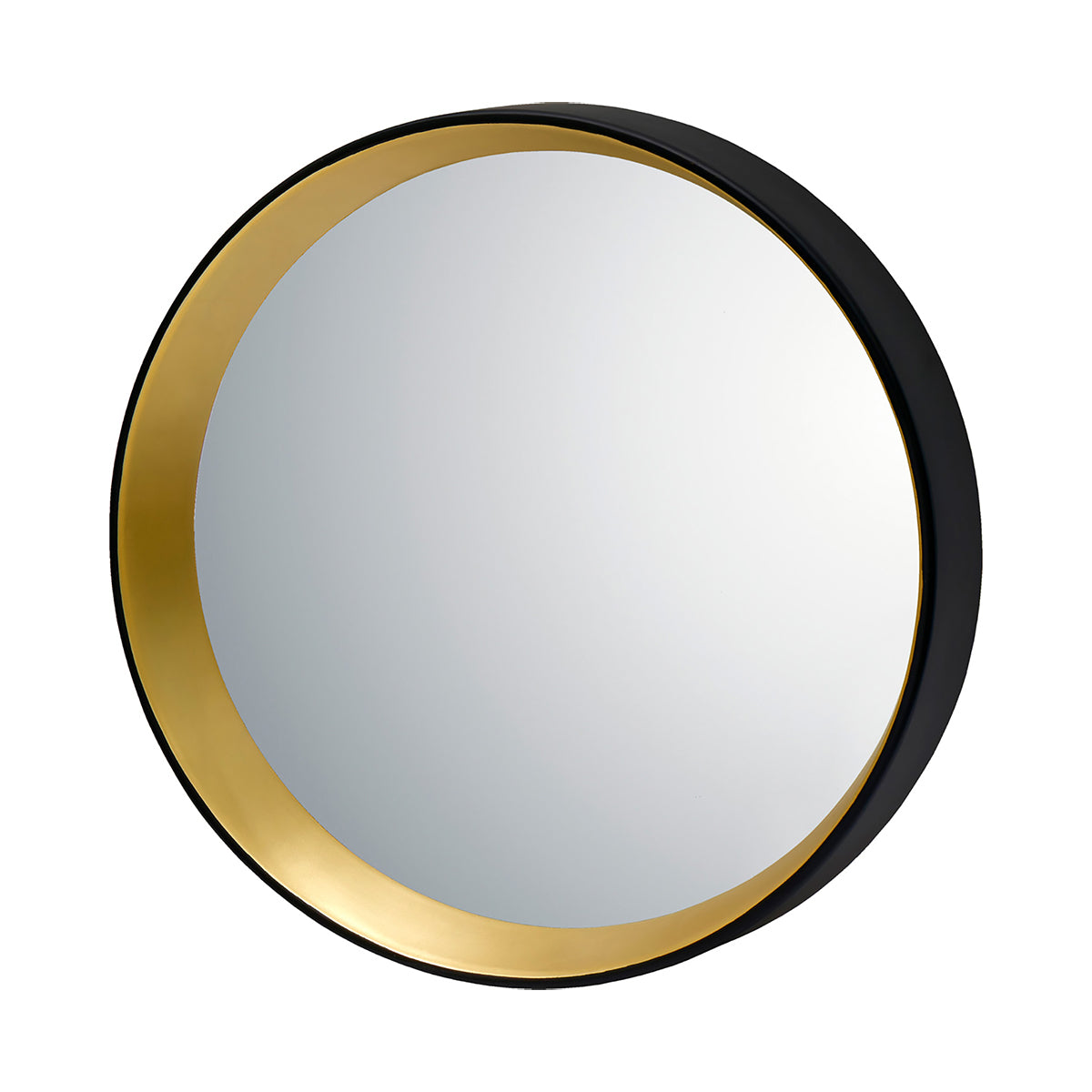 丸ミラー モダン大きめ Φ62.5㎝ /ゴールド＆ブラック 洗面所などに
