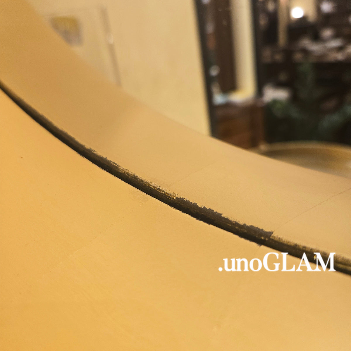 丸ミラー モダン大きめ Φ62.5㎝ /ゴールド＆ブラック 洗面所などに