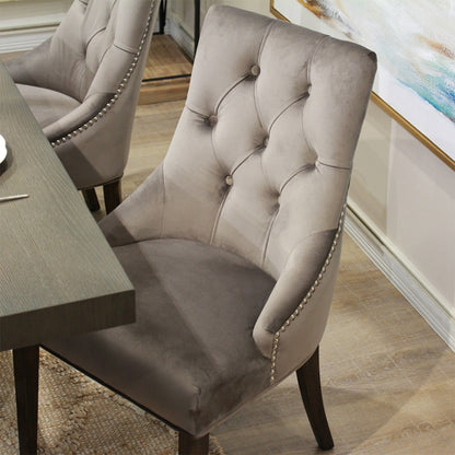 椅子・チェア おしゃれなリビングにぴったり/ 大人のモダンクラシックデザイン 【2脚セット】(ベルベットグレー）