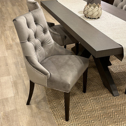 椅子・チェア おしゃれなリビングにぴったり/ 大人のモダンクラシックデザイン 【2脚セット】(ベルベットグレー）