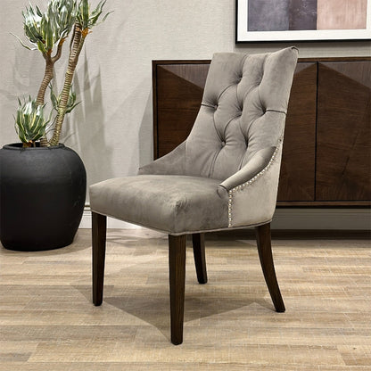 椅子・チェア おしゃれなリビングにぴったり/ 大人のモダンクラシックデザイン 【2脚セット】(ベルベットグレー）