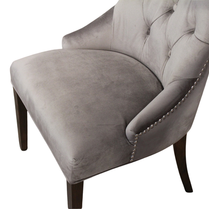 椅子・チェア おしゃれなリビングにぴったり/ 大人のモダンクラシックデザイン 【2脚セット】(ベルベットグレー）