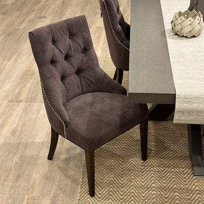 椅子・チェア おしゃれなリビングにぴったり/ 大人のモダンクラシックデザイン 【2脚セット】(ベルベットダークブラウン）