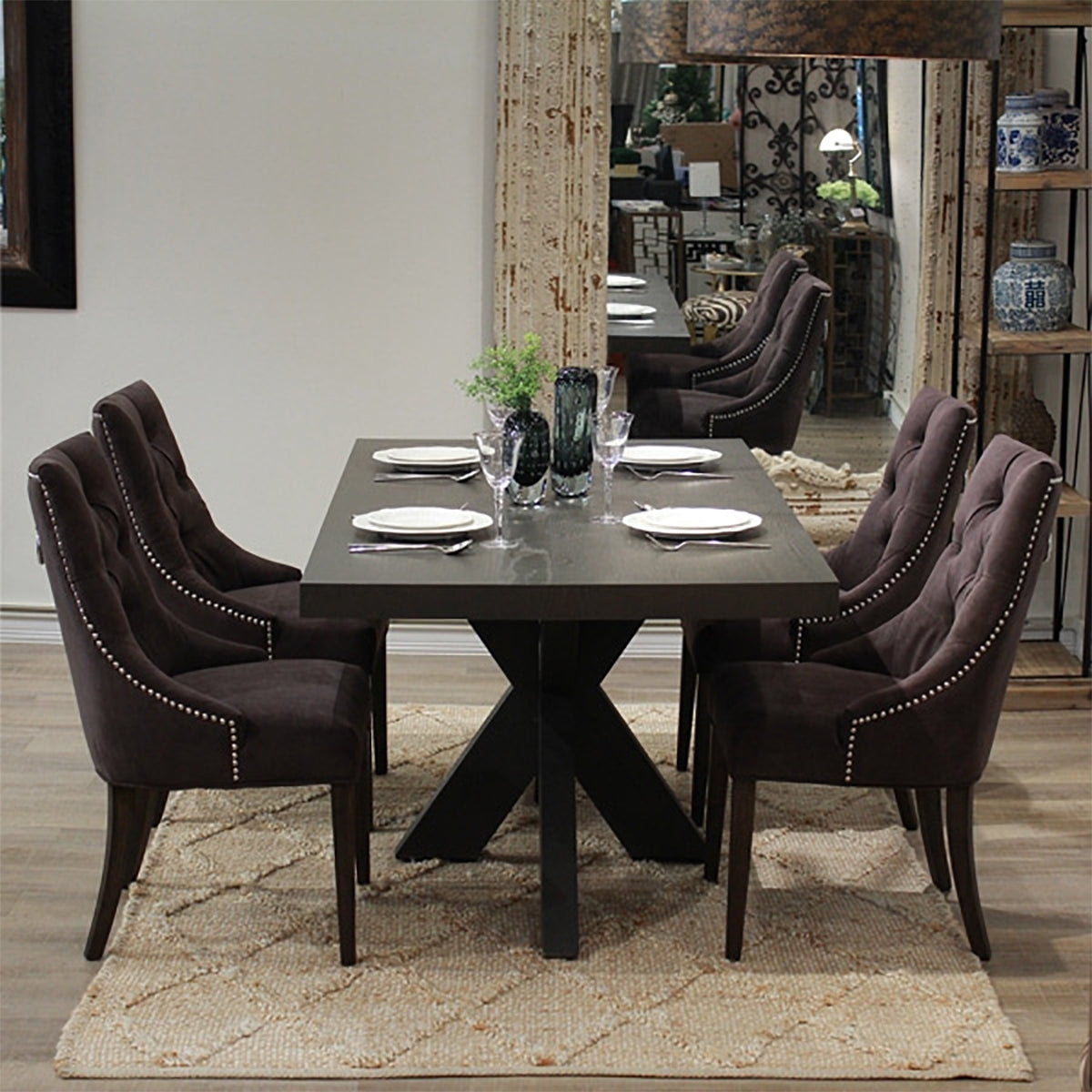 椅子・チェア おしゃれなリビングにぴったり/ 大人のモダンクラシックデザイン 【2脚セット】(ベルベットダークブラウン）