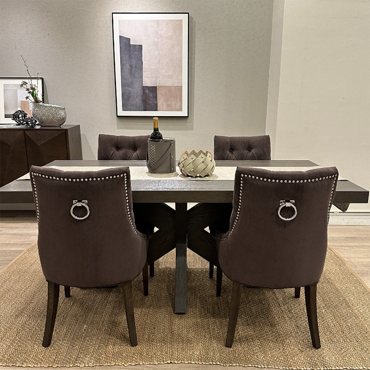 椅子・チェア おしゃれなリビングにぴったり/ 大人のモダンクラシックデザイン 【2脚セット】(ベルベットダークブラウン）