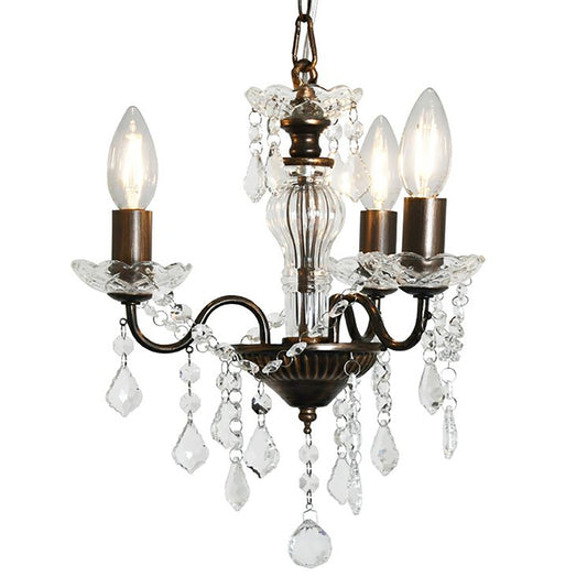アンティーク調シャンデリア（クリアガラス）/ 小ぶりな３灯サイズ・低天井用カップ