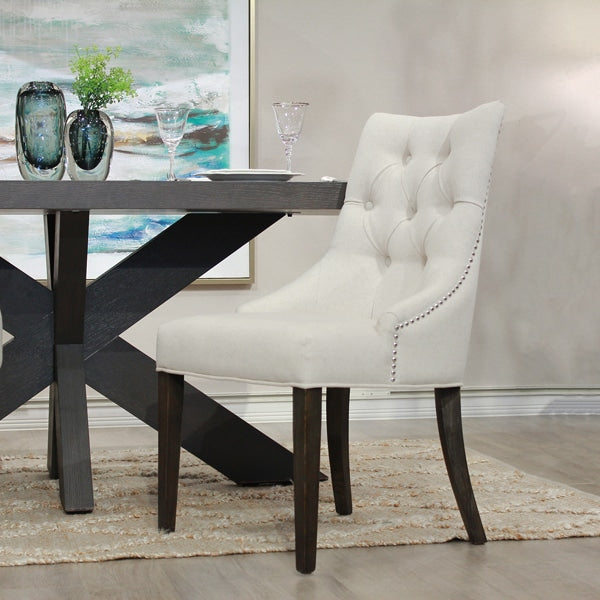 椅子・チェア おしゃれなリビングにぴったり/ 大人のモダンクラシックデザイン 【2脚セット】(アイボリー）