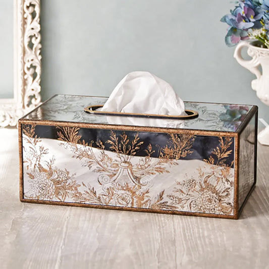 ティッシュボックス（ミラー）/ホテルライクなアンティークゴールド