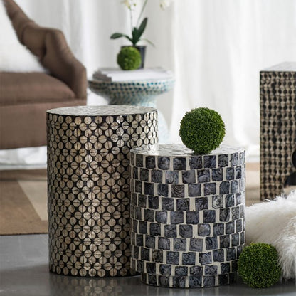 スツール / サイドテーブルや花台にも ブラックのおしゃれなシェルスツール