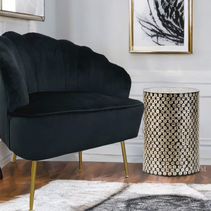 スツール / サイドテーブルや花台にも ブラックのおしゃれなシェルスツール