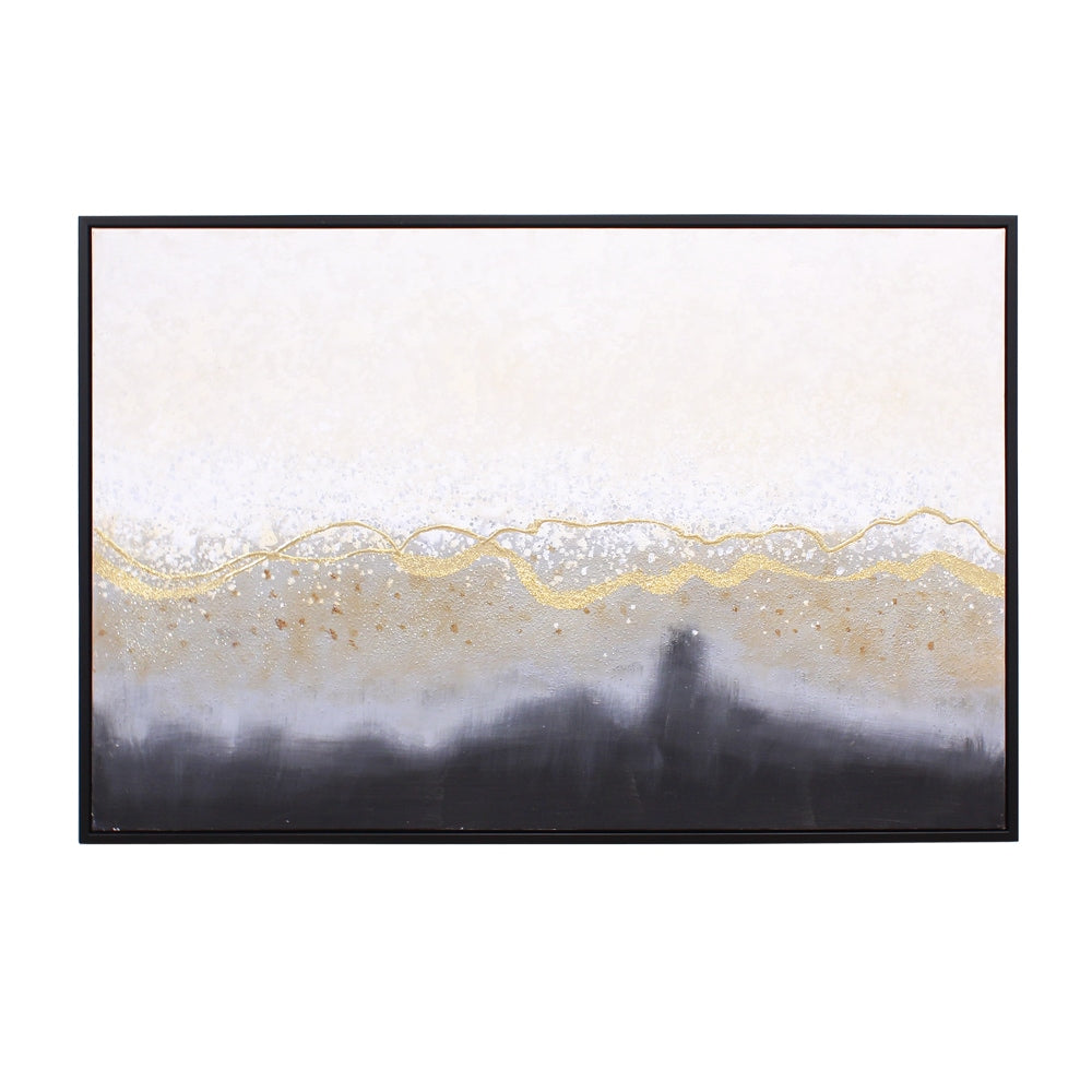 おしゃれな抽象画 和モダンアートパネル/ゴールド×モノトーン（ 150×99.5cm）