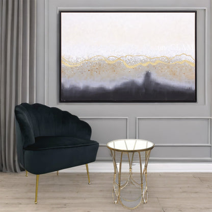 おしゃれな抽象画 和モダンアートパネル/ゴールド×モノトーン（ 150×99.5cm）