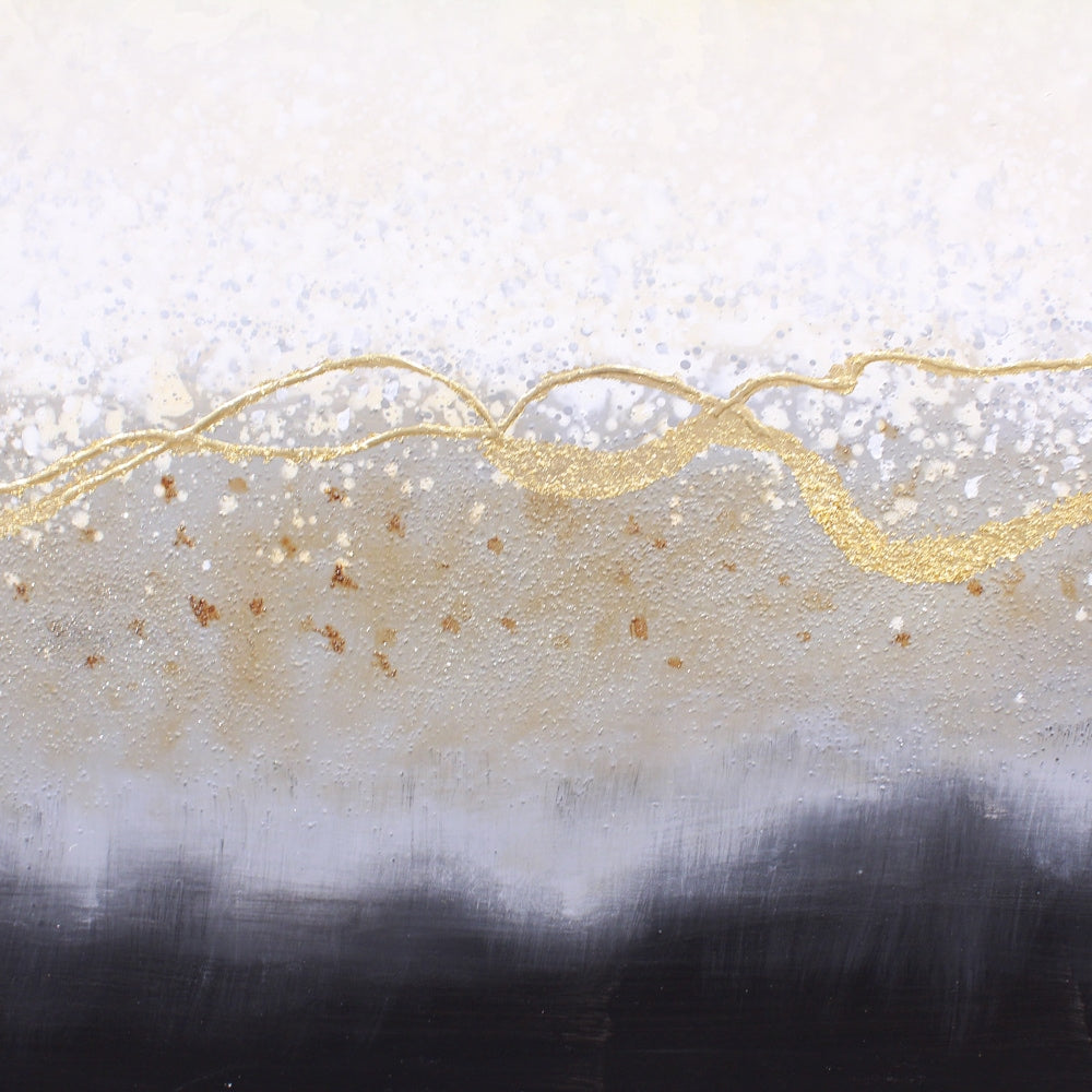 おしゃれな抽象画 和モダンアートパネル/ゴールド×モノトーン（ 150×99.5cm）