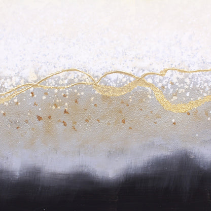 おしゃれな抽象画 和モダンアートパネル/ゴールド×モノトーン（ 150×99.5cm）