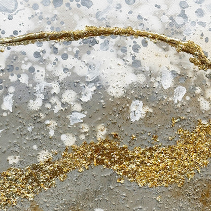 おしゃれな抽象画 和モダンアートパネル/ゴールド×モノトーン（ 150×99.5cm）