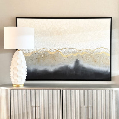 おしゃれな抽象画 和モダンアートパネル/ゴールド×モノトーン（ 150×99.5cm）