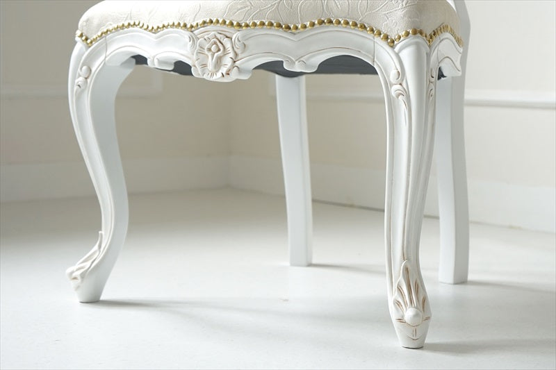 ダイニングチェア（クラシカル）/ 猫脚・ホワイト×ゴールド チェア【送料無料】