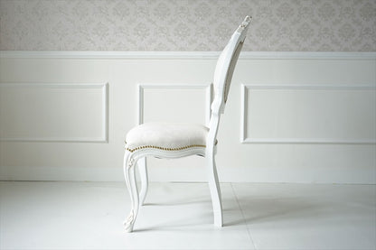 ダイニングチェア（クラシカル）/ 猫脚・ホワイト×ゴールド チェア【送料無料】