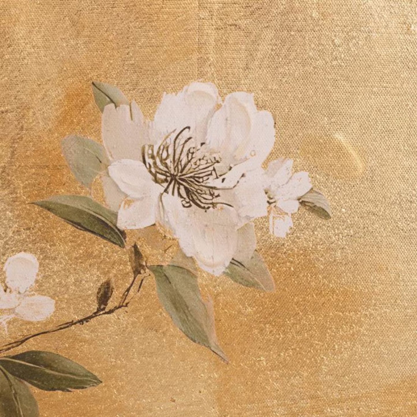 花と鳥のゴールドアートパネル 98×98cm｜インテリアアート