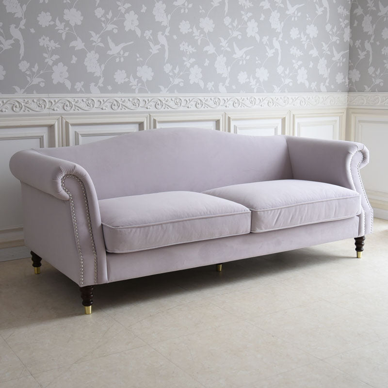 3人掛けソファ W190cm ベルベッド (ライトパープル)  / ホテルライクなソファ【送料無料】