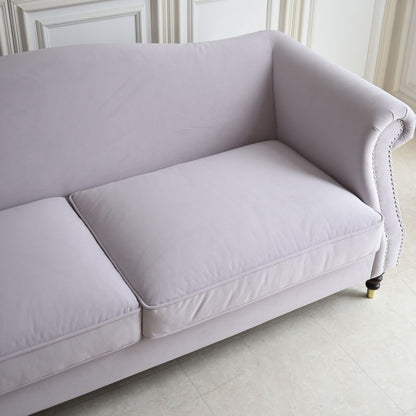 3人掛けソファ W190cm ベルベッド (ライトパープル)  / ホテルライクなソファ【送料無料】