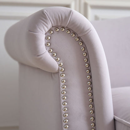 3人掛けソファ W190cm ベルベッド (ライトパープル)  / ホテルライクなソファ【送料無料】