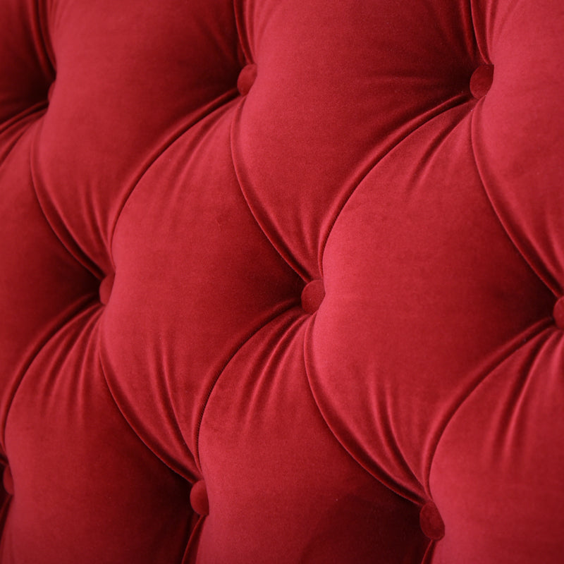 ベルベッド張り クラシック3人掛けソファ/ 赤が映えるホテルライクなラグジュアリーインテリア【送料無料】