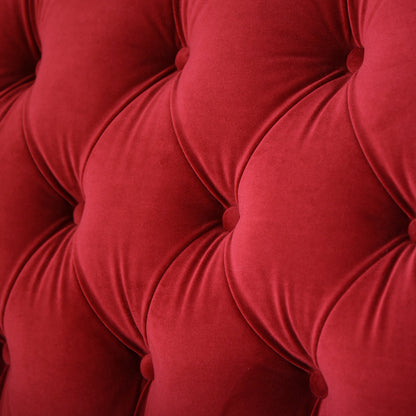 ベルベッド張り クラシック3人掛けソファ/ 赤が映えるホテルライクなラグジュアリーインテリア【送料無料】