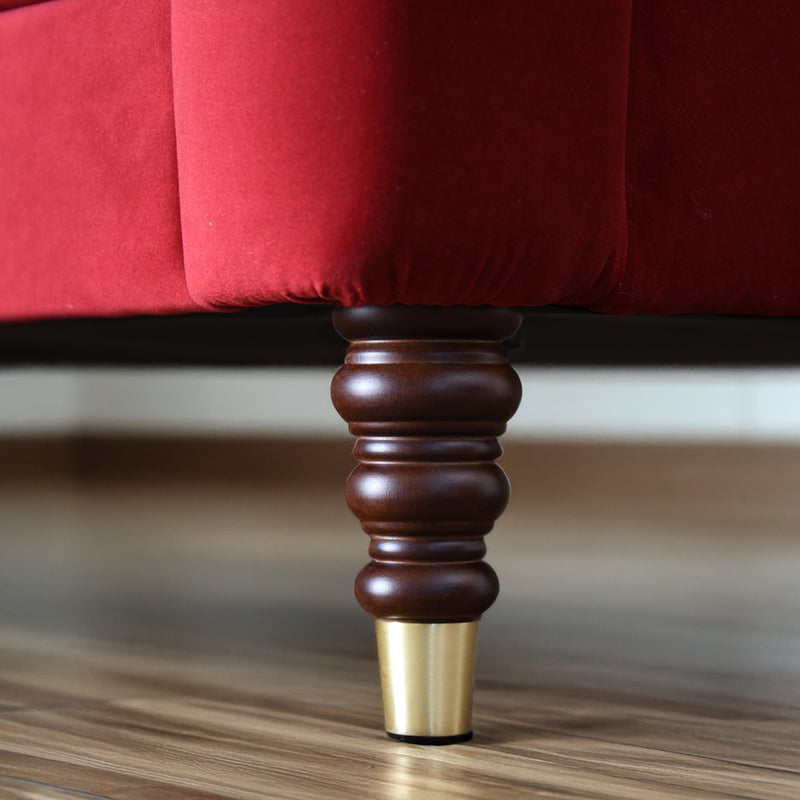 ベルベッド張り クラシック3人掛けソファ/ 赤が映えるホテルライクなラグジュアリーインテリア【送料無料】